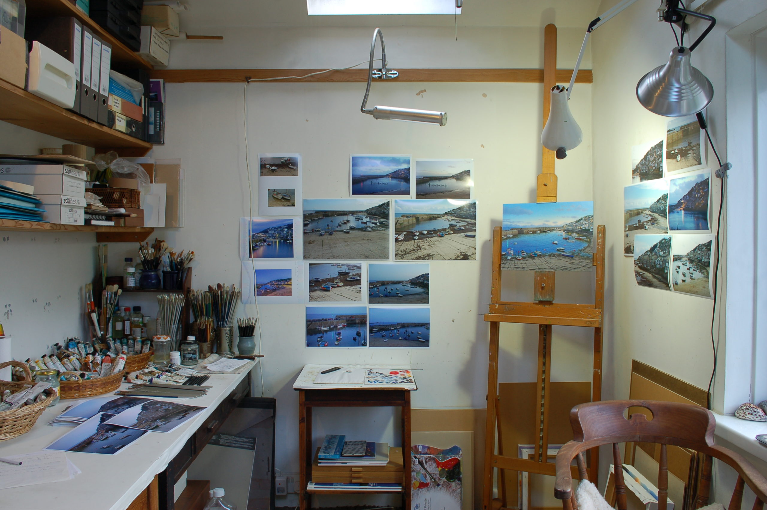 Inside Painter Sarah Vivian's Studio, St Just, Penzance, Cornwall