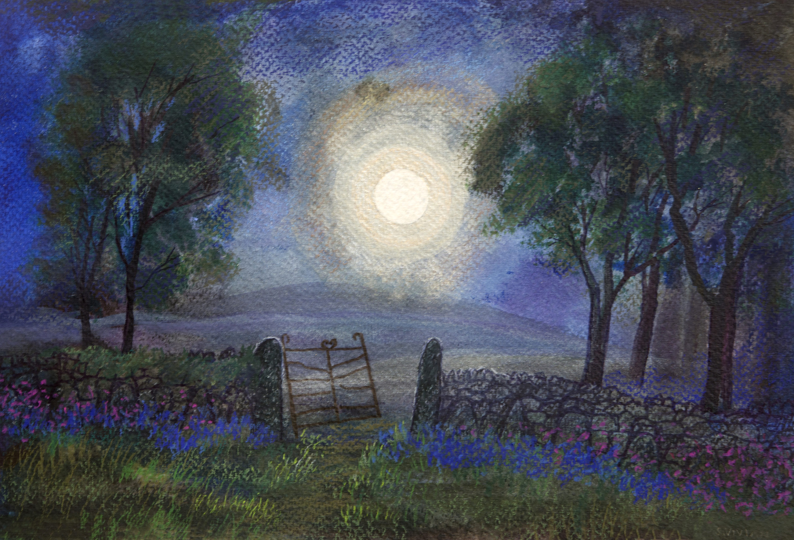 Mixed Media Painting by Sarah Vivian, Gate to the Moor, West Penwith, Cornwall