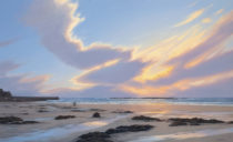 Gallery of Cornwall Paintings: Painting by Sarah Vivian, Under Beautiful Clouds at Sennen, West Penwith, Cornwall