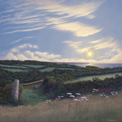 Gallery of Cornwall Paintings: Painting by Sarah Vivian, Lesingey Round from Trewern Round, West Penwith, Cornwall