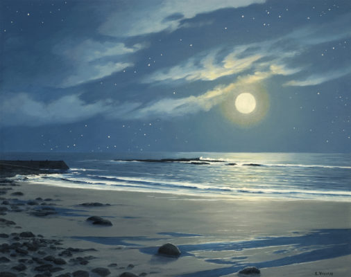 Gallery of Cornwall Paintings: Painting by Sarah Vivian, Stars Falling into a Silver Sea, Sennen, West Penwith, Cornwall