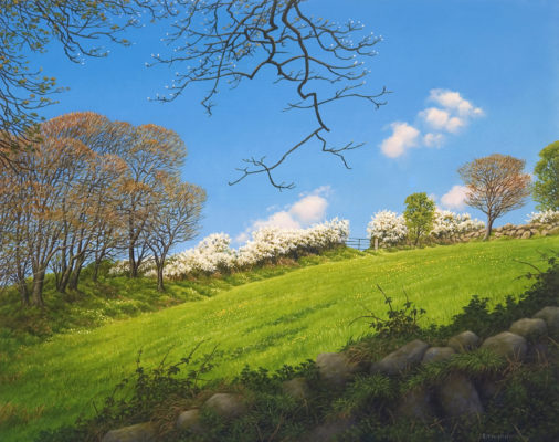Gallery of Cornwall Paintings: Painting by Sarah Vivian, Blackthorn Clouds in St Loy Valley, West Penwith, Cornwall