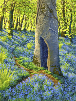 Gallery of Cornwall Paintings: Painting by Sarah Vivian, Portal in the Bluebell Woods, Nr Sancreed, West Penwith, Cornwall