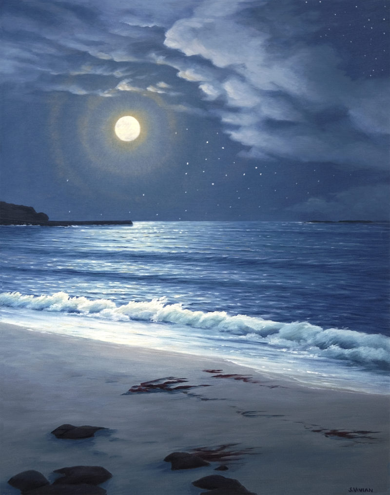 Gallery of Cornwall Paintings: Painting by Sarah Vivian, Path of the Moon, Sennen, West Penwith, Cornwall