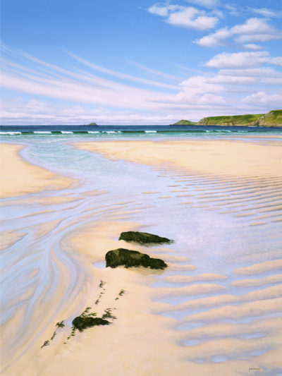 Gallery of Cornwall Paintings: Painting by Sarah Vivian, Perfect Day, Sennen Beach. West Penwith, Cornwall