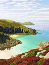 Gallery of Cornwall Paintings: Painting by Sarah Vivian, Pendour Cove, & Gurnard’s Head from Zennor, West Penwith, Cornwall