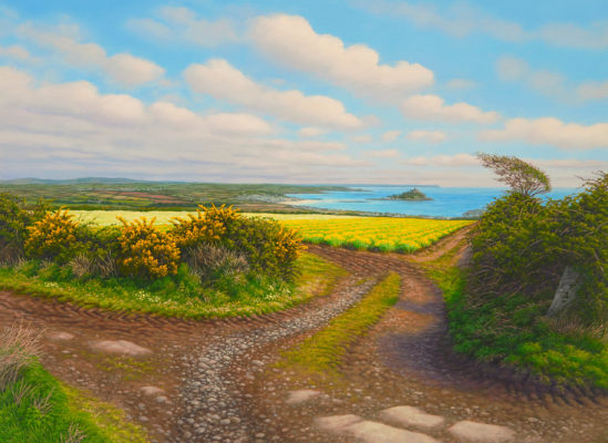 Gallery of Cornwall Paintings: Painting by Sarah Vivian, Ancient Trackway Above Mount’s Bay, West Penwith, Cornwall