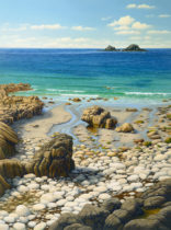 Gallery of Cornwall Paintings: Painting by Sarah Vivian, Extraordinary Rocks at Porth Nanven, Nr Cape Cornwall, West Penwith, Cornwall
