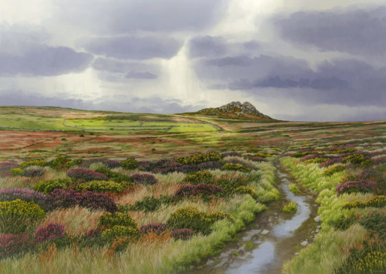 Gallery of Cornwall Paintings: Painting by Sarah Vivian, Stormy Skies over Carn Galver, West Penwith, Cornwall