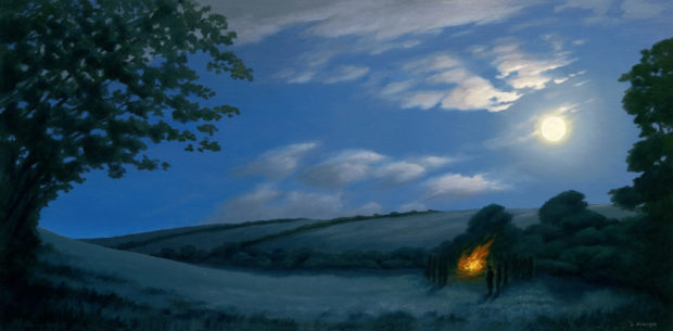 Gallery of Cornwall Paintings: Painting by Sarah Vivian, Full Moon Glade, West Penwith, Cornwall