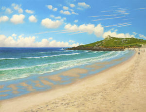 Gallery of Cornwall Paintings: Painting by Sarah Vivian of Porthmeor Beach, St Ives, Cornwall
