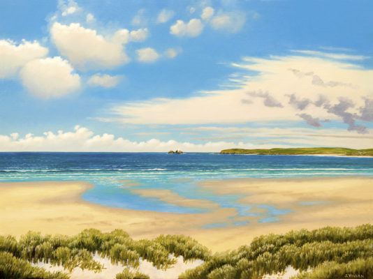 Gallery of Cornwall Paintings: Painting by Sarah Vivian of Godrevy Island, St Ives, Cornwall