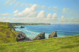 Gallery of Cornwall Paintings: Painting by Sarah Vivian of Down the North Cliffs, Cornwall