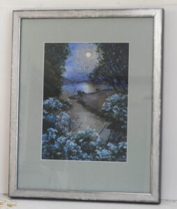 Framed Mixed Media Painting by Sarah Vivian, Helford Hydrangeas, Cornwall